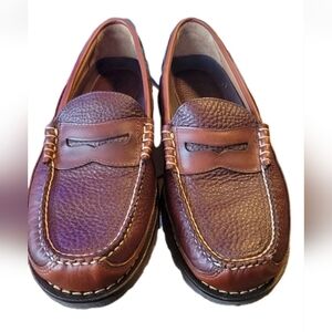 LL Bean Allagash Hand Sewn Bison Leather Penny Loafers 244478 Men's Sz 11.5D~EUC
